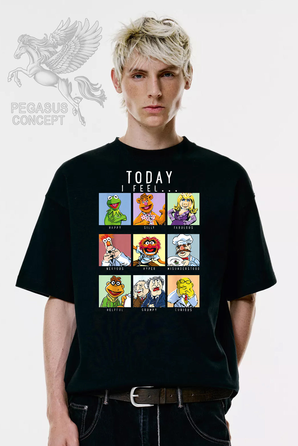 Μπλούζα μακό Premium ποιότητας σε χρώμα μαύρο με τύπωμα Mupets - Today mood