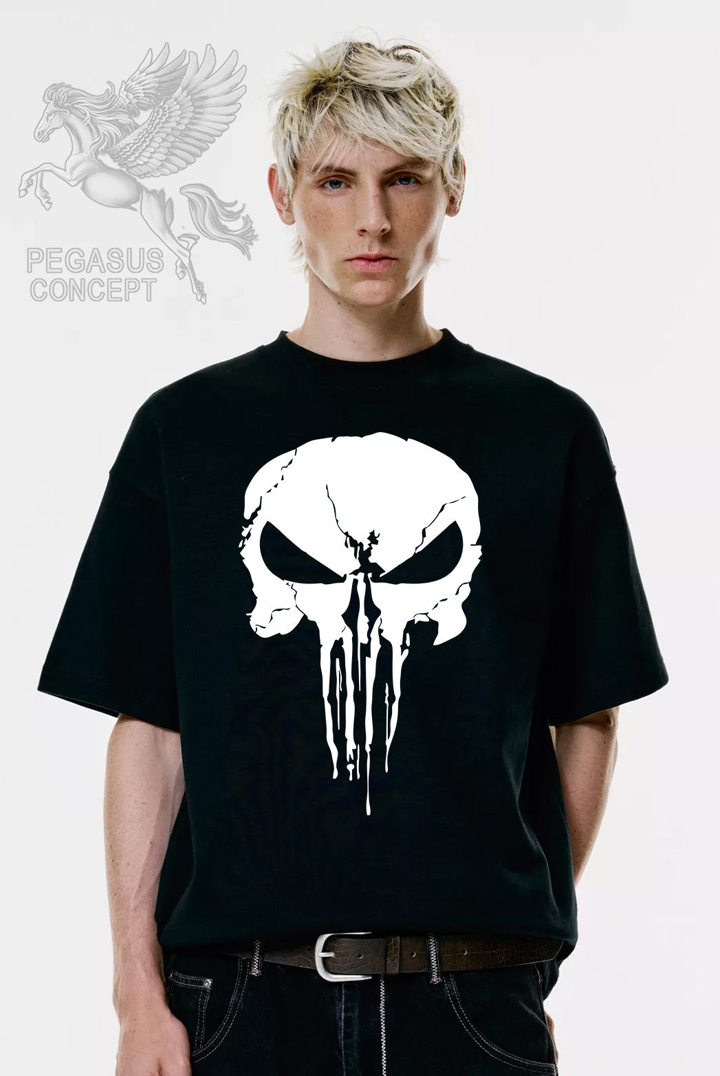 Μπλούζα μακό Premium ποιότητας σε χρώμα μαύρο με τύπωμα Punisher