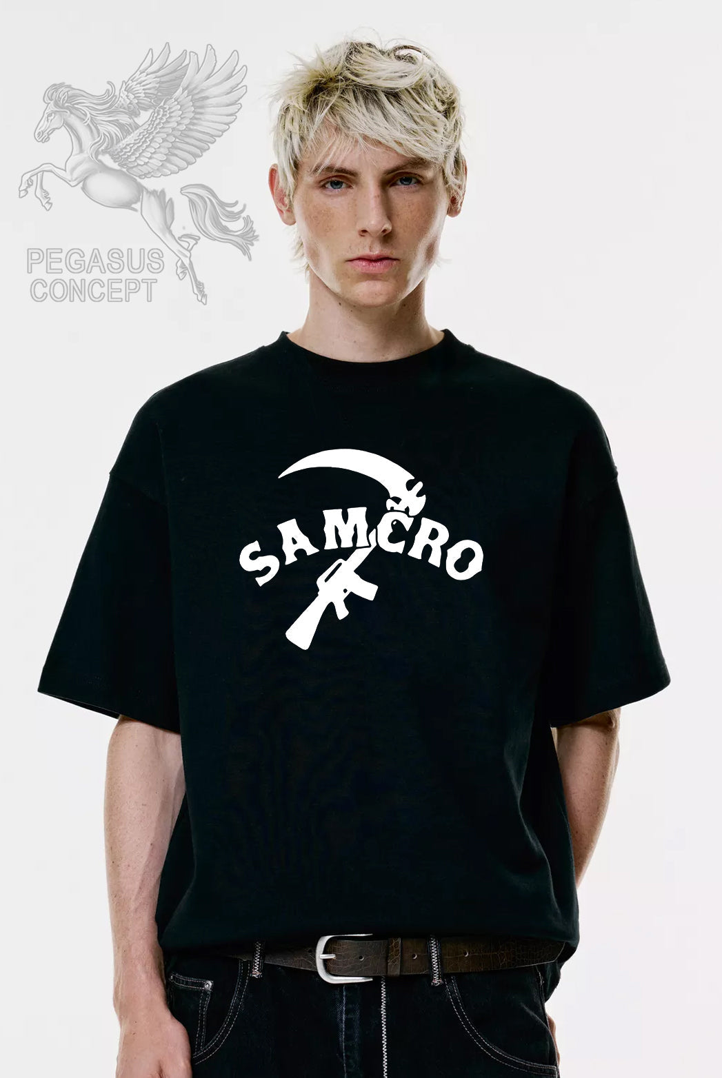 Μπλούζα μακό Premium ποιότητας σε χρώμα μαύρο με τύπωμα Sons of Anarchy - Samcro