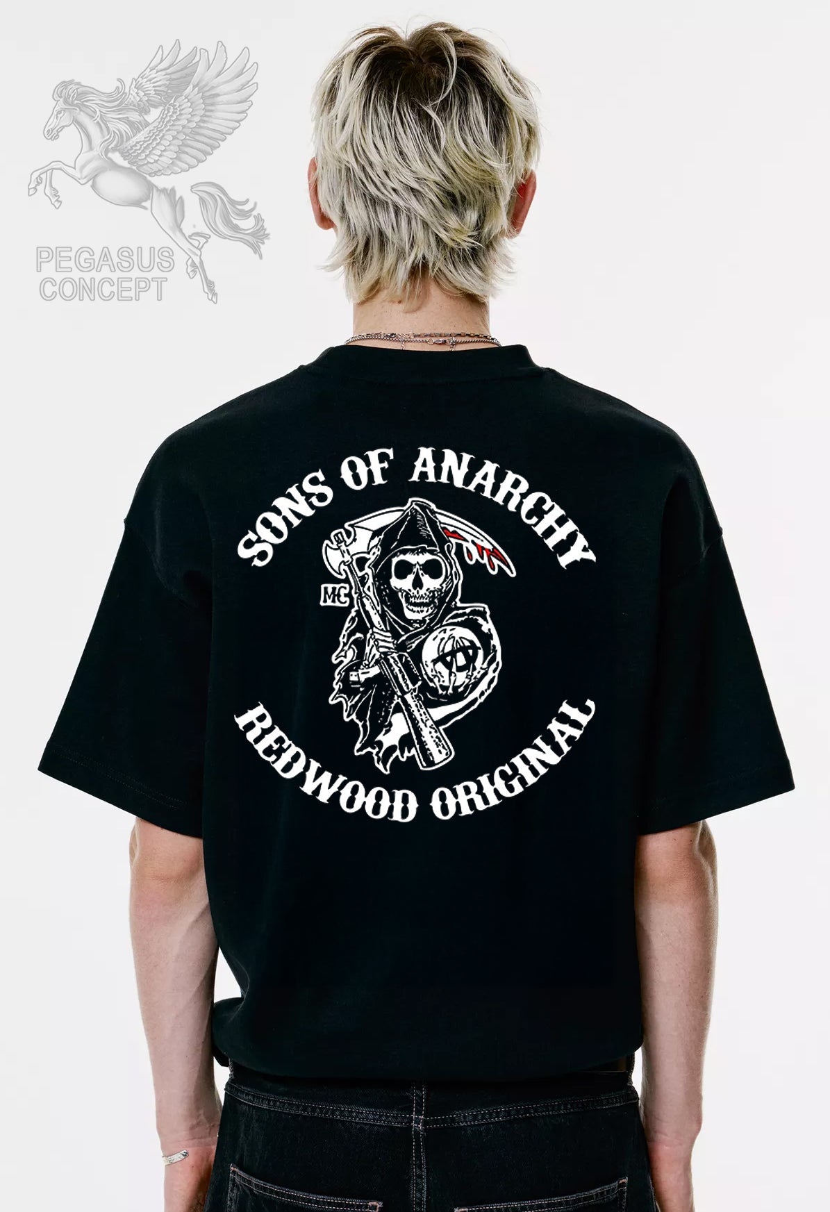 Μπλούζα μακό Premium ποιότητας σε χρώμα μαύρο με τύπωμα Sons of Anarchy - Samcro