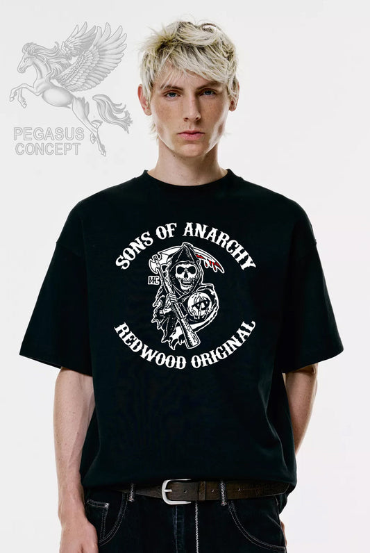 Μπλούζα μακό Premium ποιότητας σε χρώμα μαύρο με τύπωμα Sons of Anarchy - Samcro