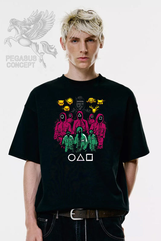 Μπλούζα μακό Premium ποιότητας σε χρώμα μαύρο με τύπωμα Squid Games