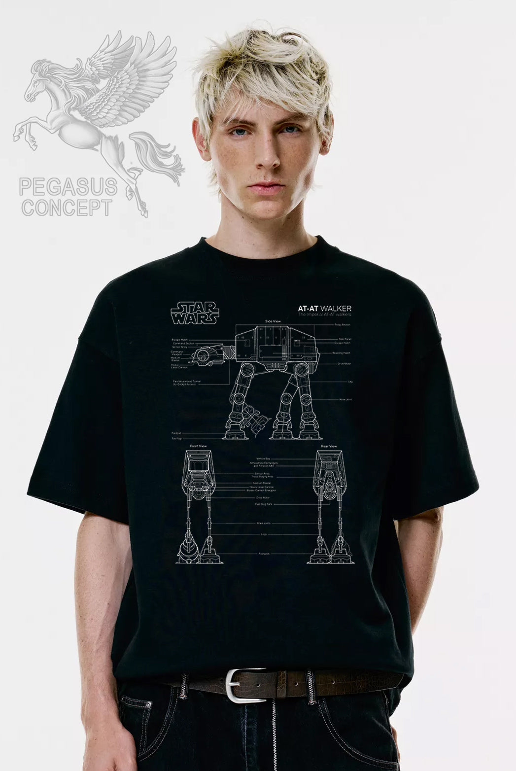 Μπλούζα μακό Premium ποιότητας σε χρώμα μαύρο με τύπωμα Star Wars At At