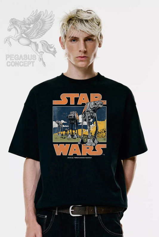 Μπλούζα μακό Premium ποιότητας σε χρώμα μαύρο με τύπωμα Star Wars At At