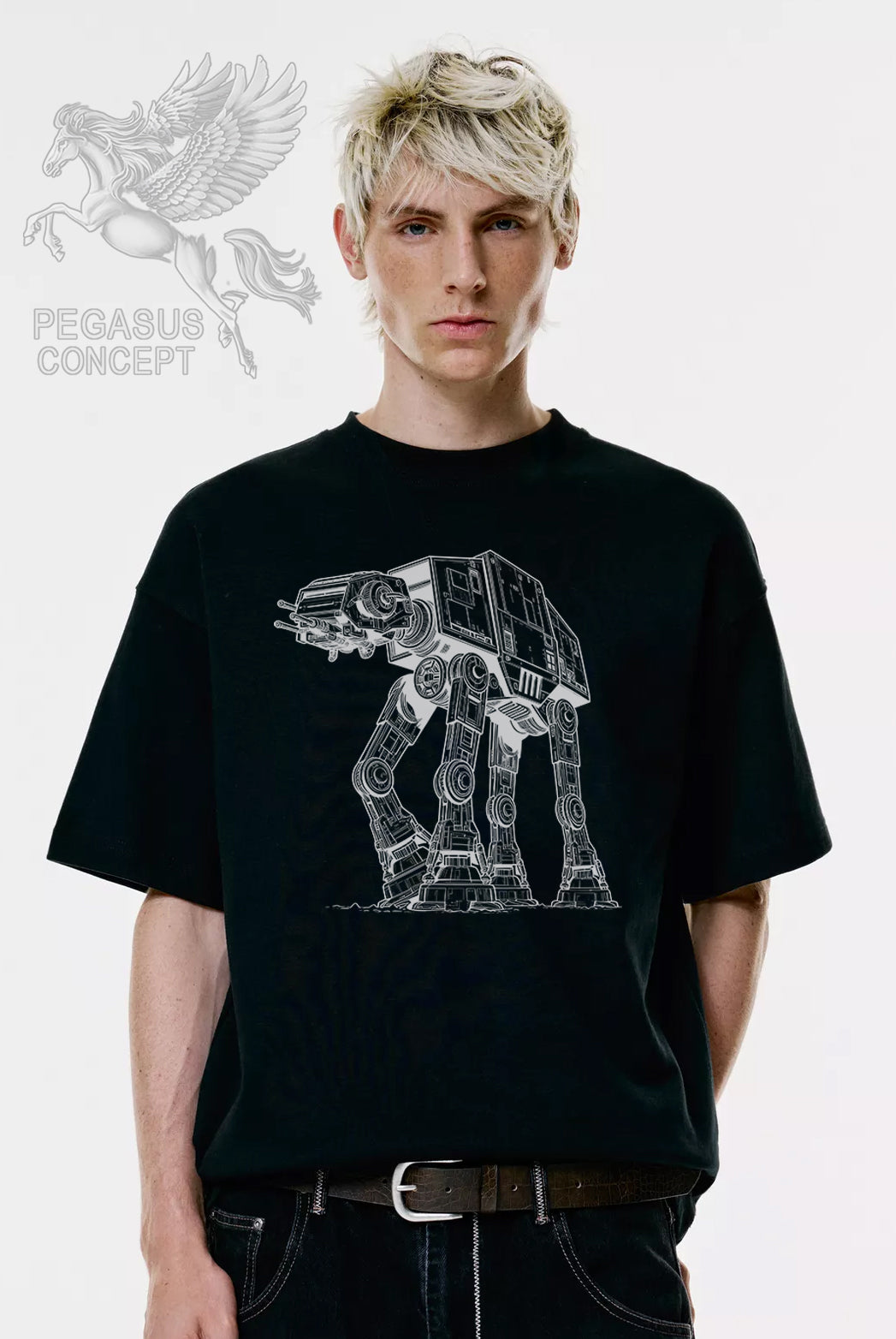 Μπλούζα μακό Premium ποιότητας σε χρώμα μαύρο με τύπωμα Star Wars At At