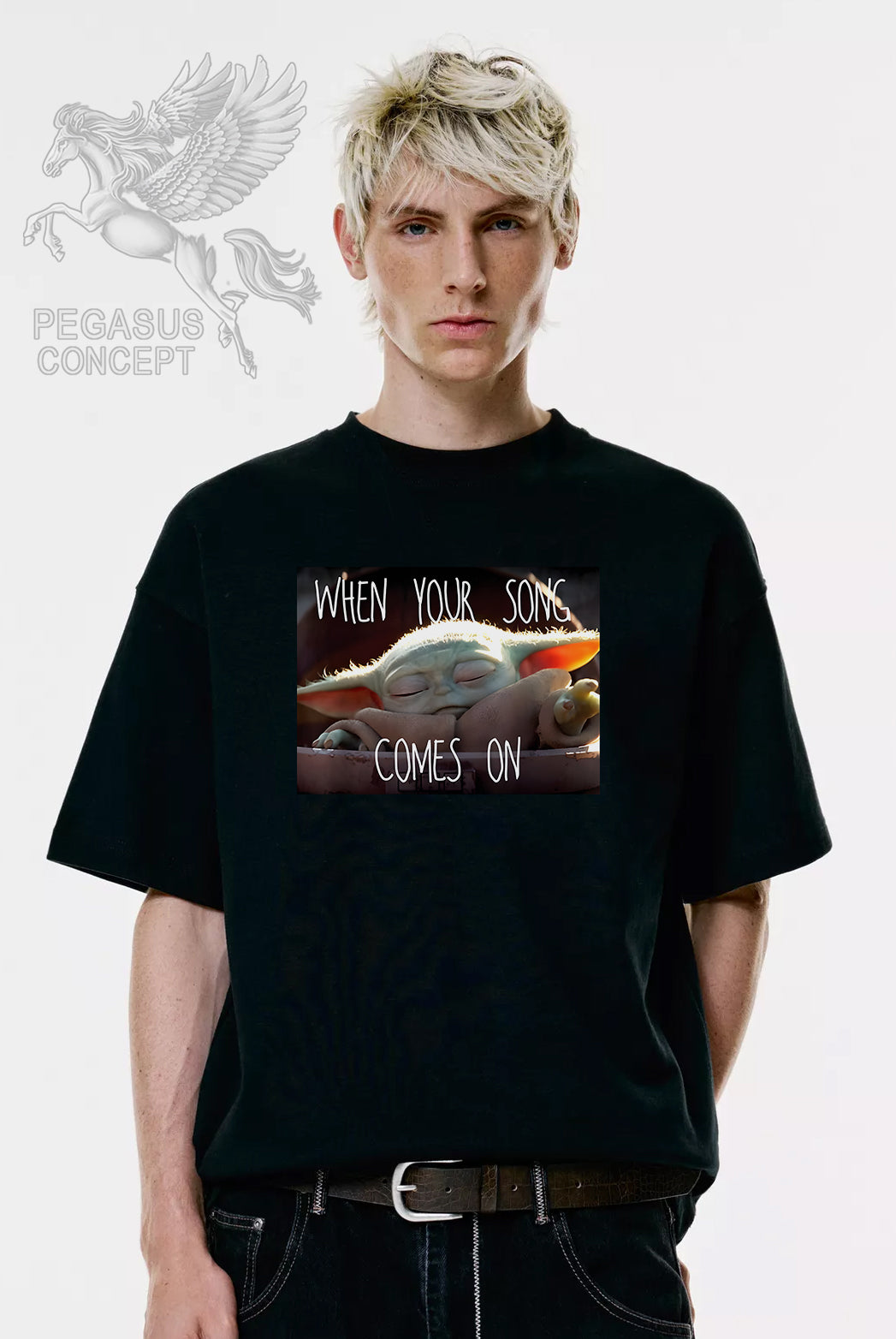 Μπλούζα μακό Premium ποιότητας σε χρώμα μαύρο με τύπωμα Star Wars Baby Joda