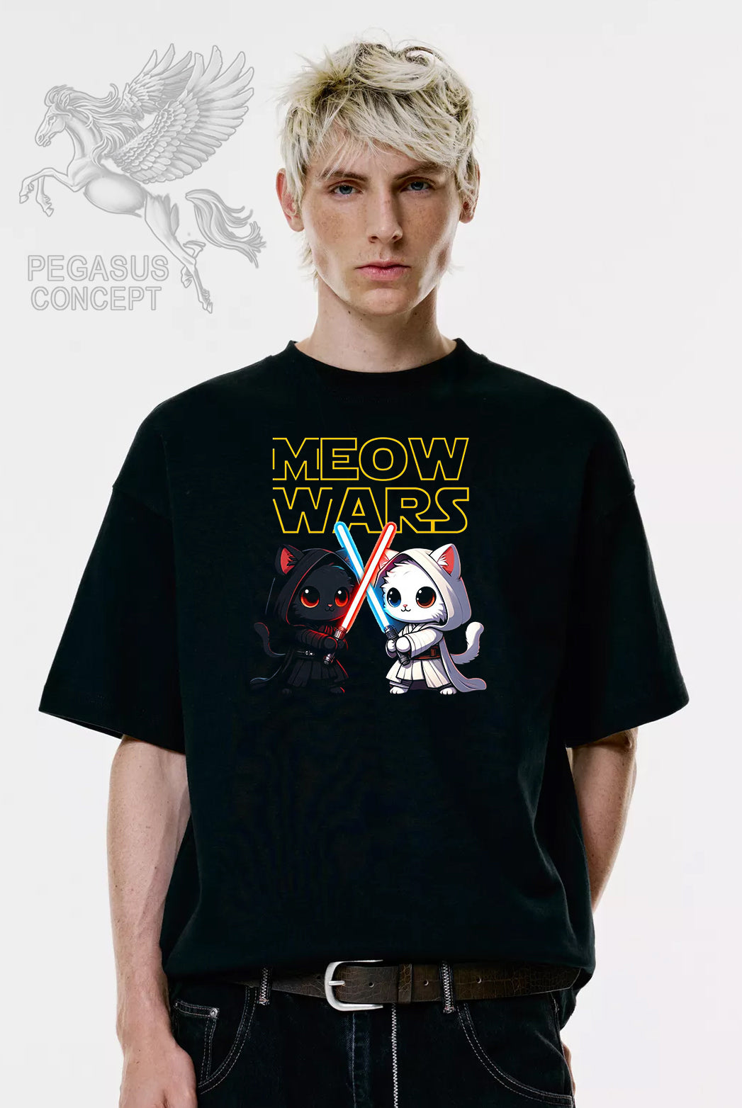 Μπλούζα μακό Premium ποιότητας σε χρώμα μαύρο με τύπωμα Star Wars - Meouh Wars