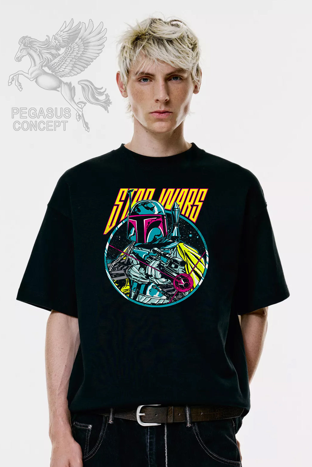 Μπλούζα μακό Premium ποιότητας σε χρώμα μαύρο με τύπωμα Star Wars Mandalorian