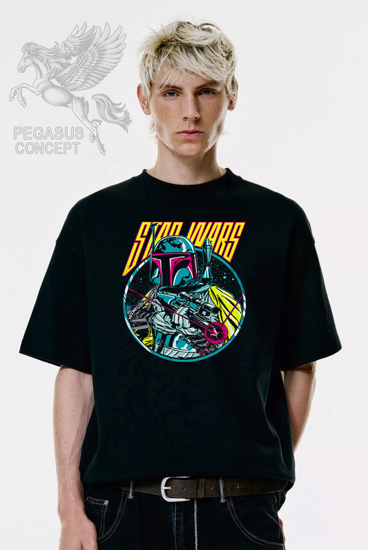 Μπλούζα μακό Premium ποιότητας σε χρώμα μαύρο με τύπωμα Star Wars Mandalorian