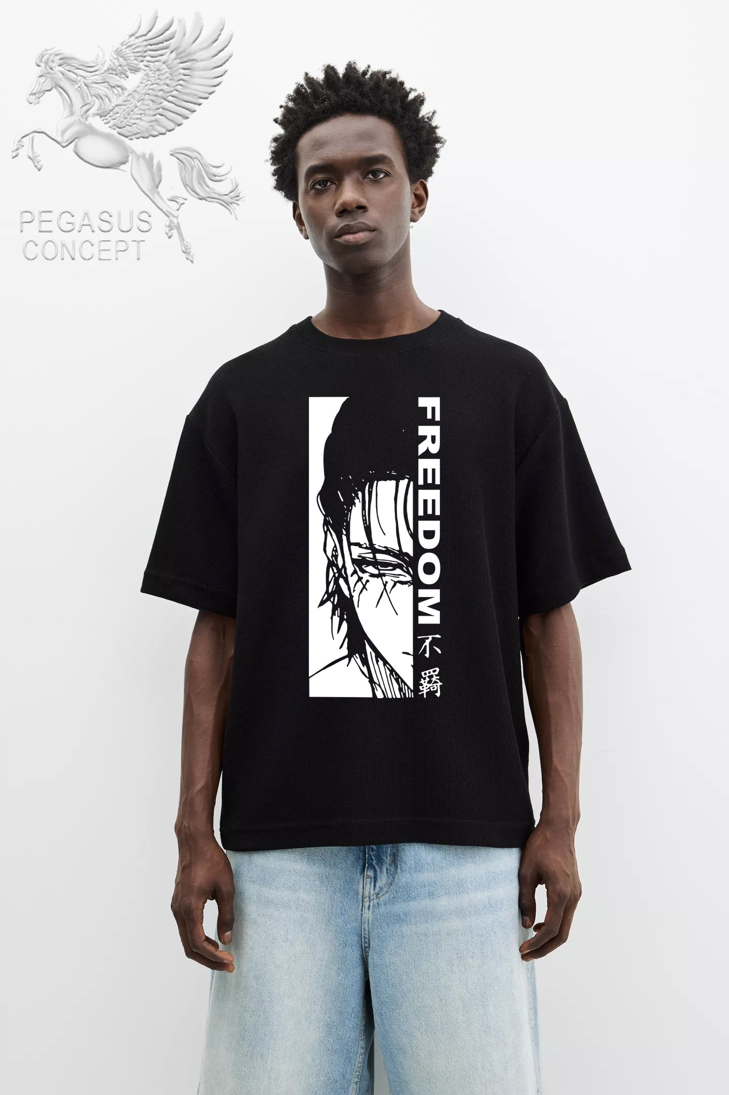 Μπλούζα μακό Premium ποιότητας σε χρώμα μαύρο με τύπωμα Attack on Titan - Freedom